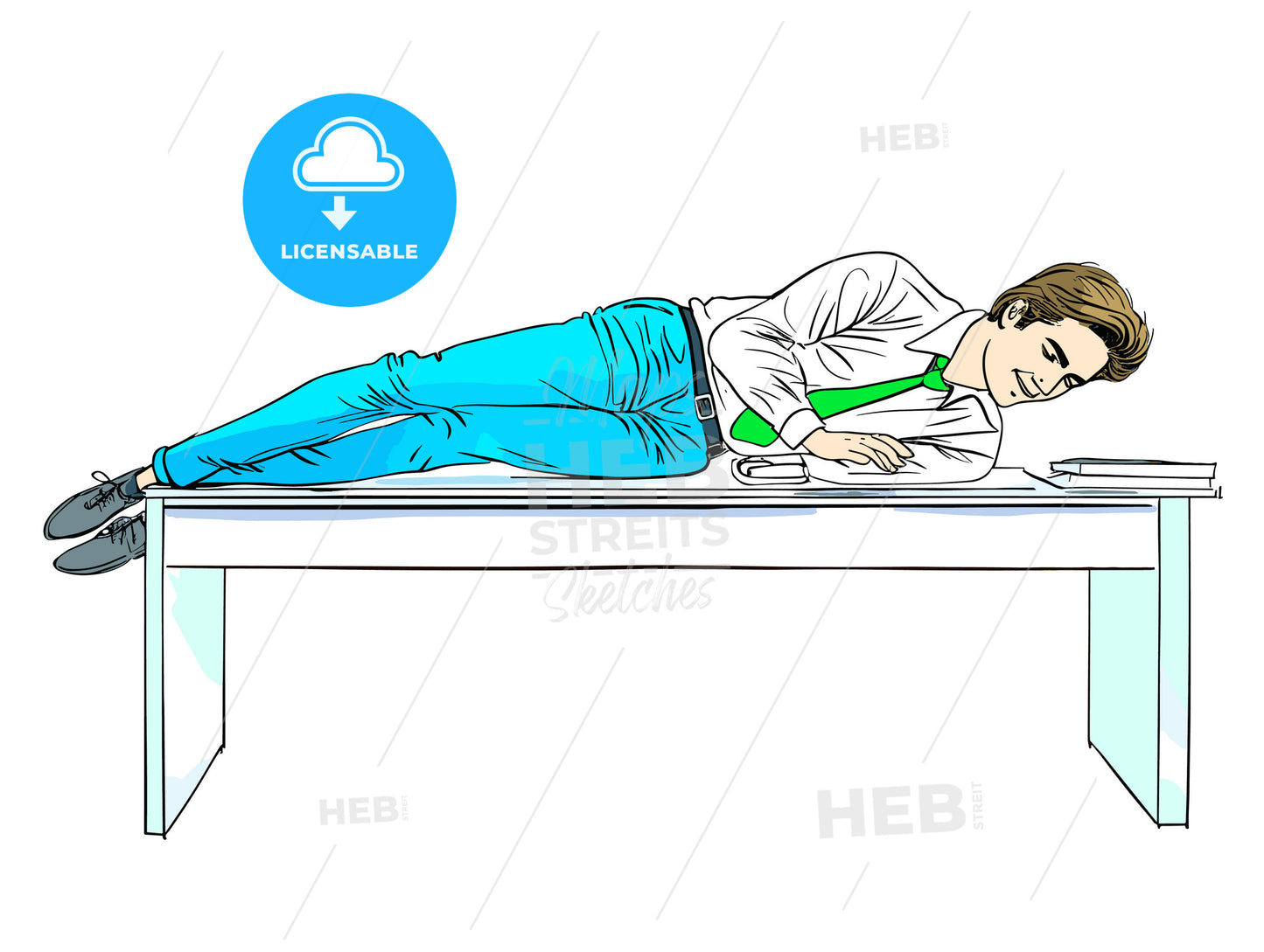 Relaxed businessman sitting at desk