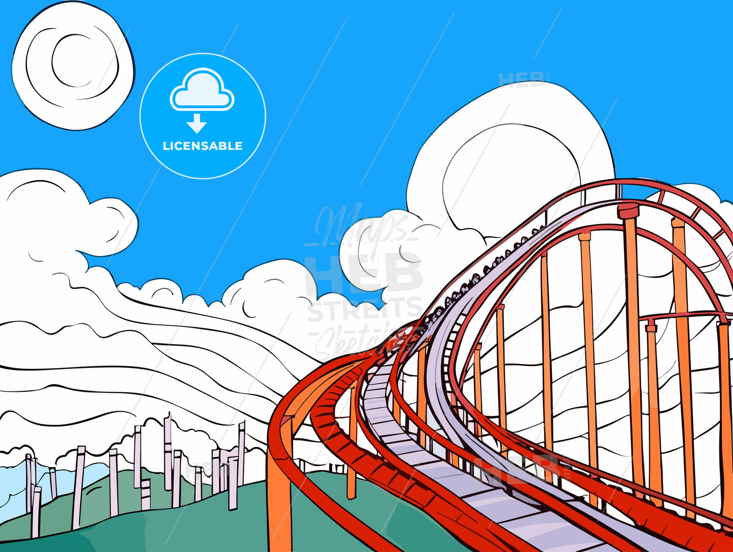 Rollercoaster in amusement park in summer