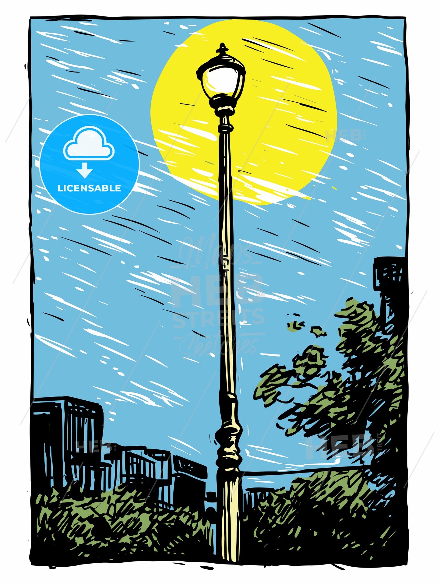 Solitary lamppost trying to shine its yellow light