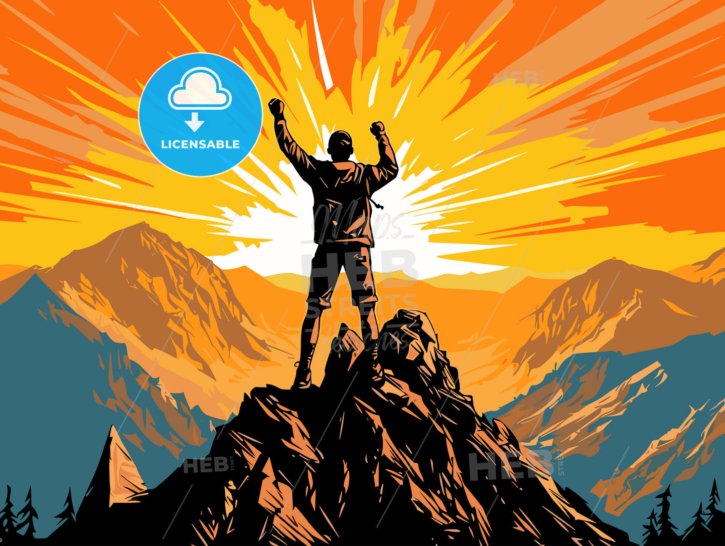 success or champion man on mountain