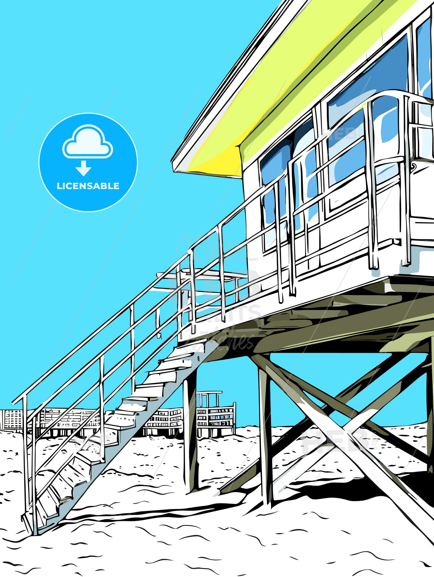 The Lifeguard tower on Venice beach Los Angeles CA