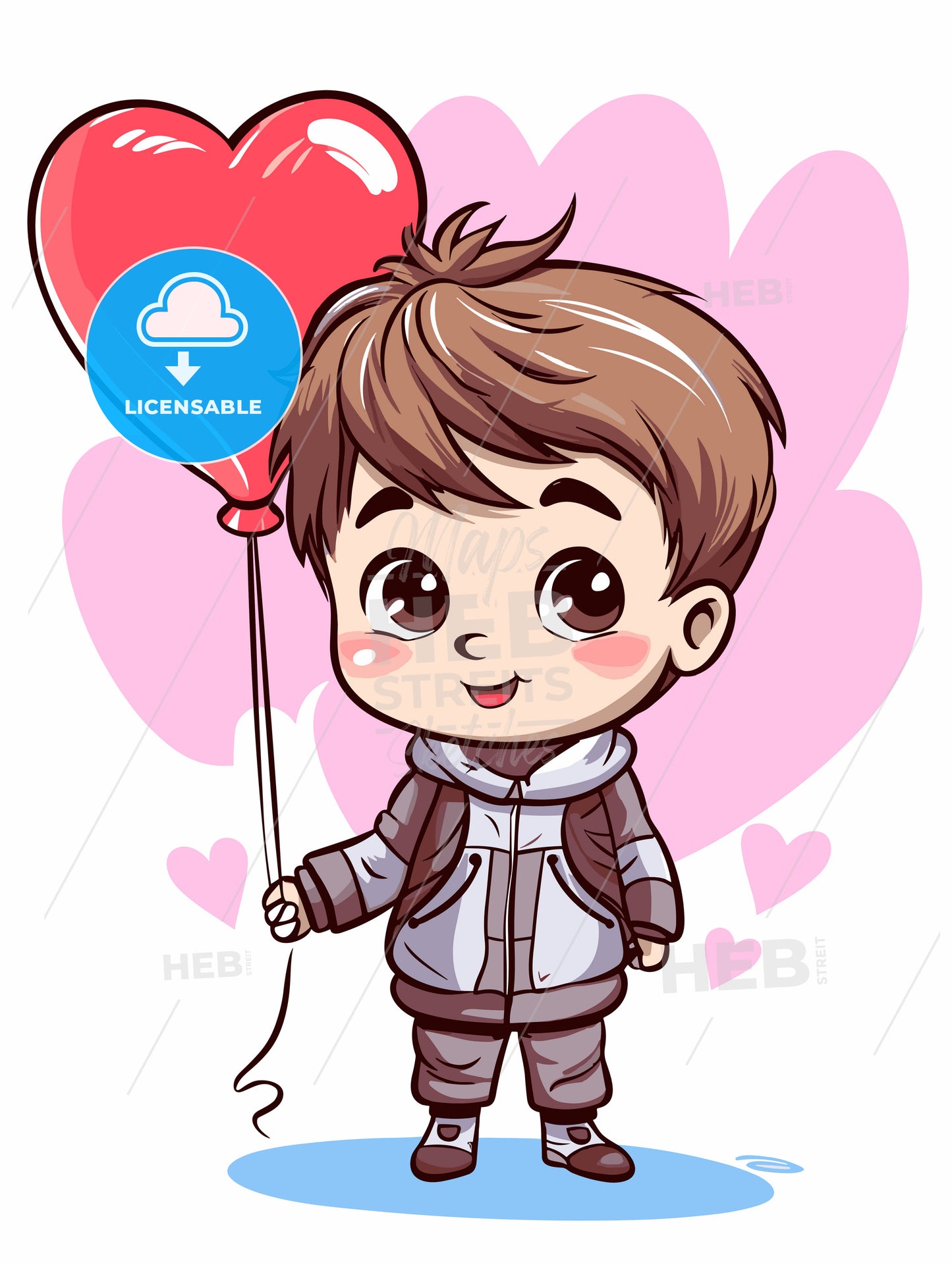 valentines day greeting card with a cute little boy