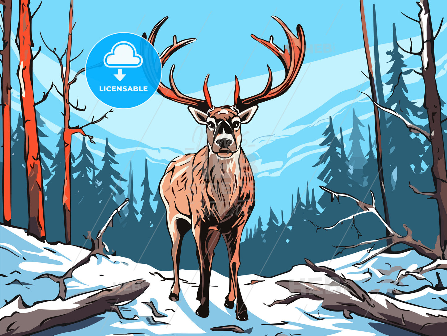 vector christmas illustration of red nosed reindeer