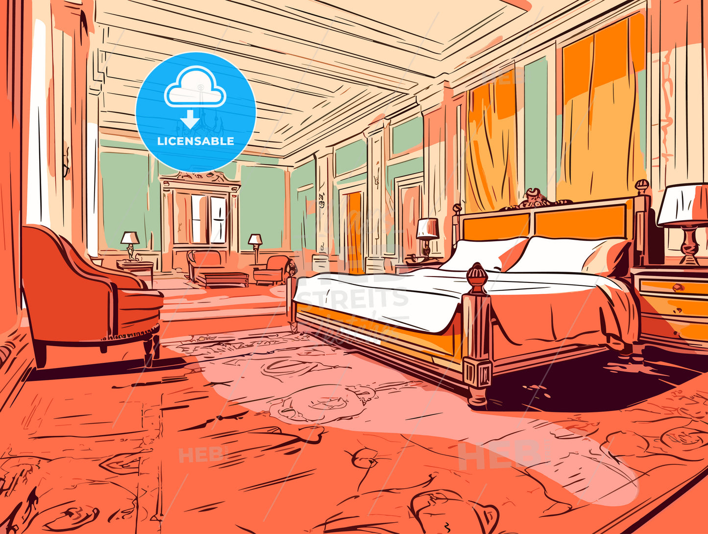 vintage hotel interior prepared for honeymoon