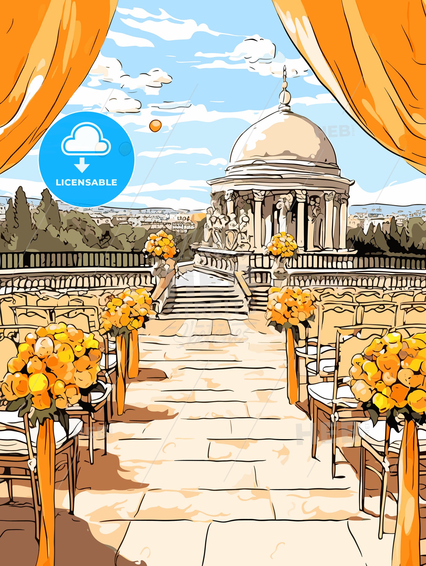 wedding setting where the ceremony will take place