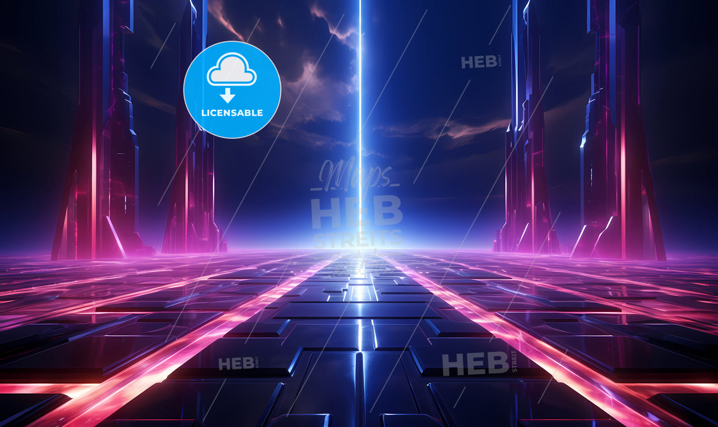 A Blue And Pink Light Beam