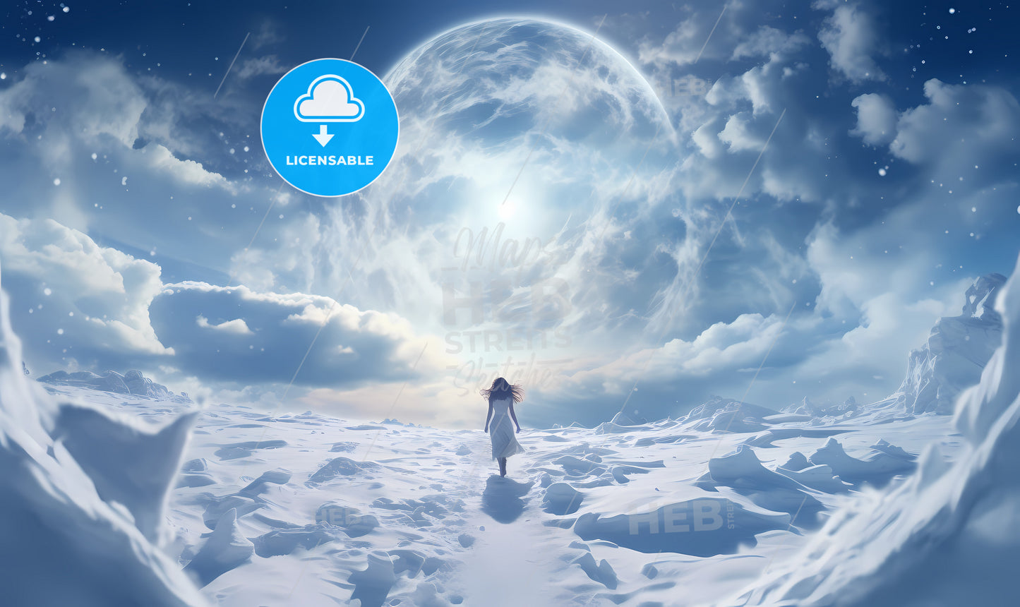 A Woman Walking On Snow