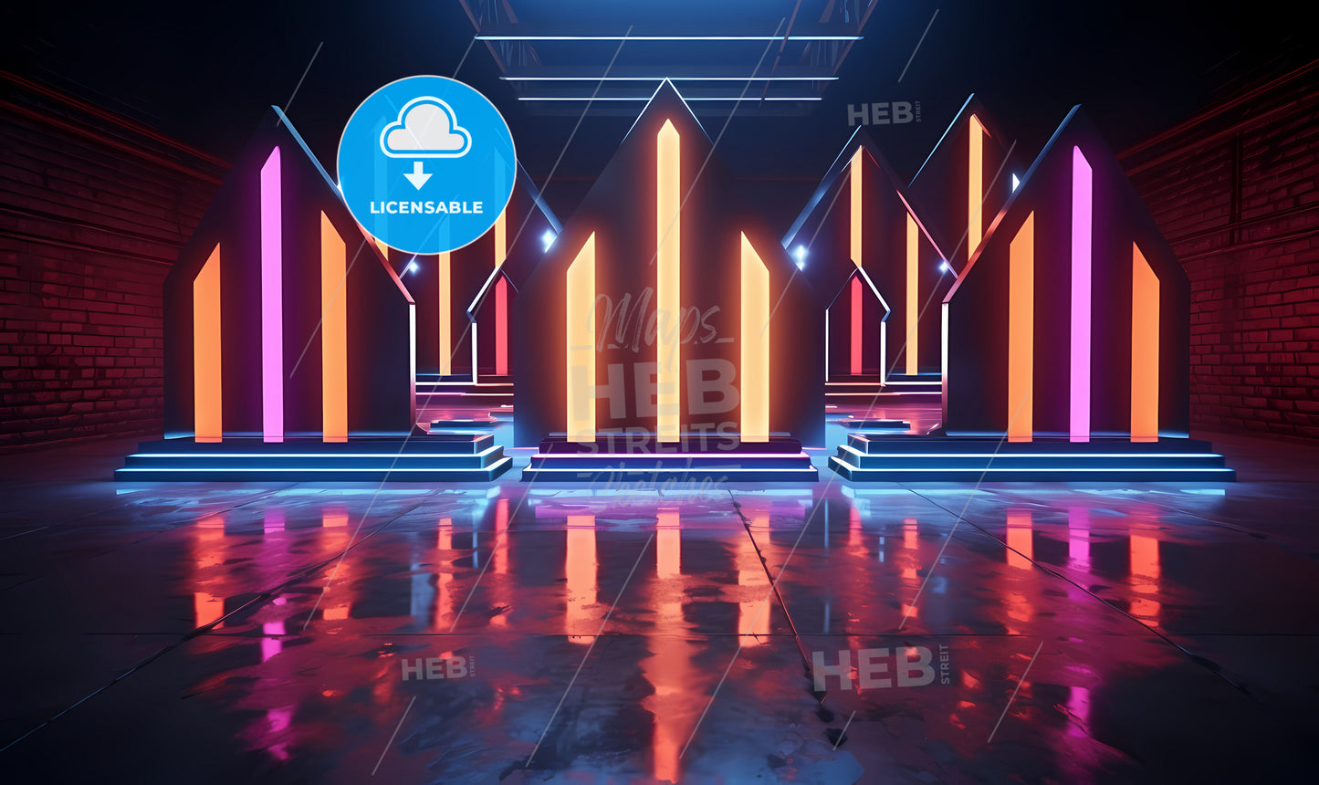 A Group Of Glowing Buildings