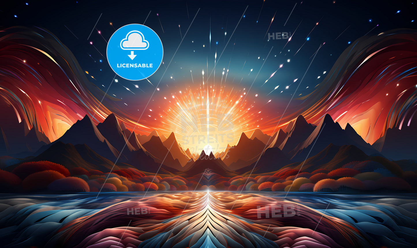 A Sunset Over A Mountain Range