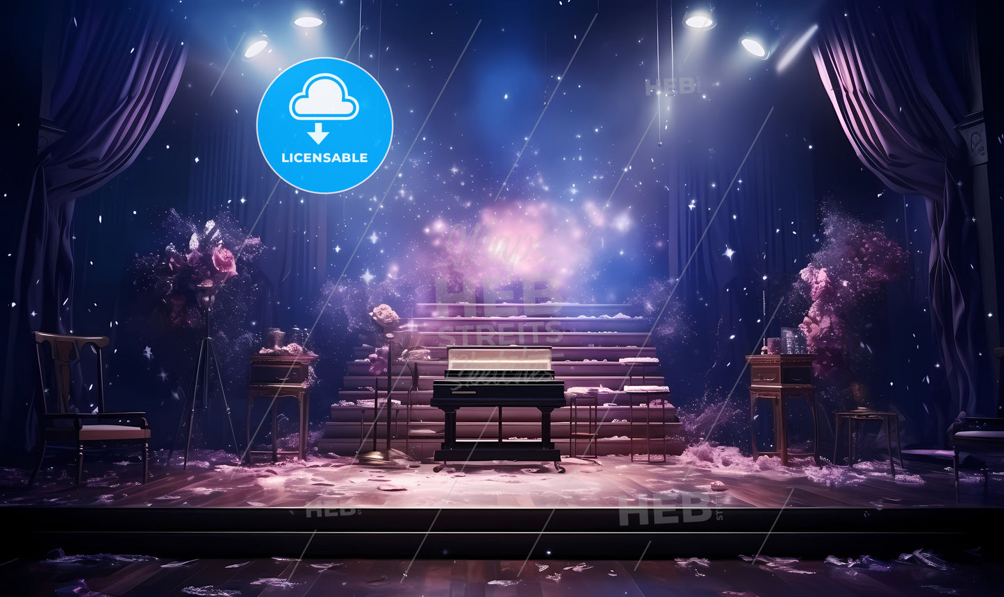 A Stage With A Piano And Stairs