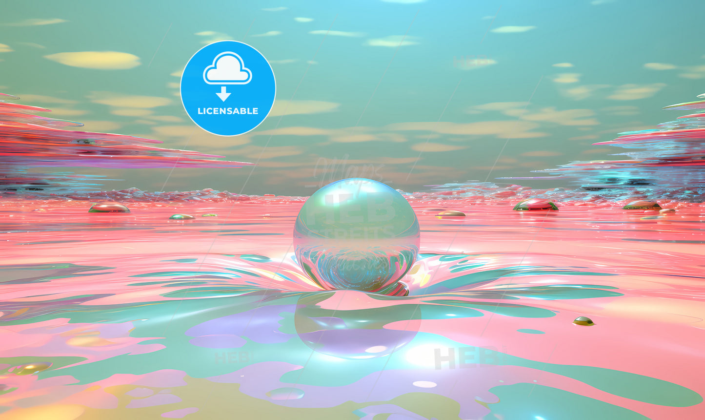 A Glass Ball On A Pink Surface