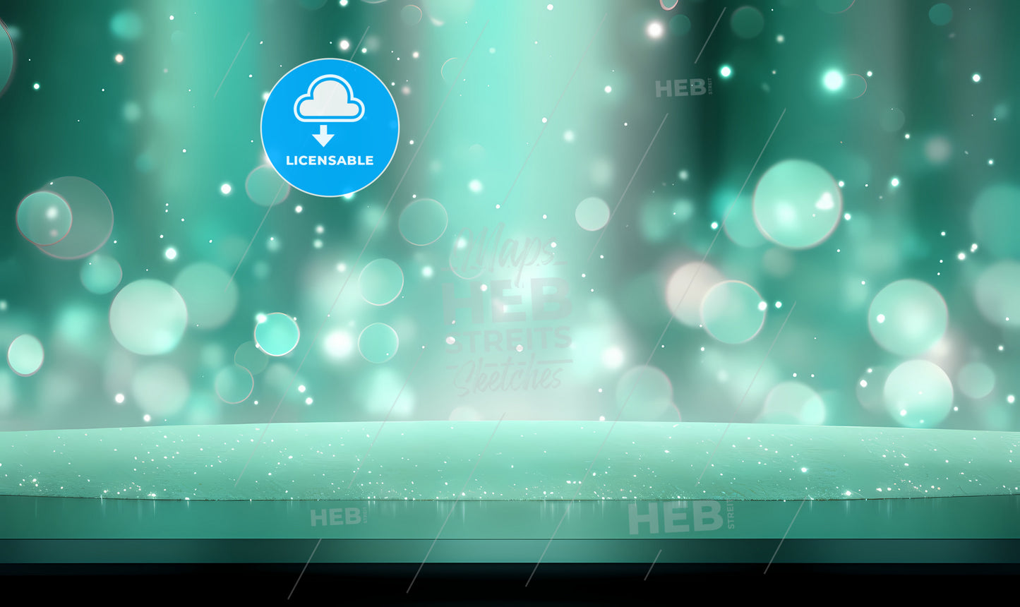 A Green Table With Lights And Sparkles