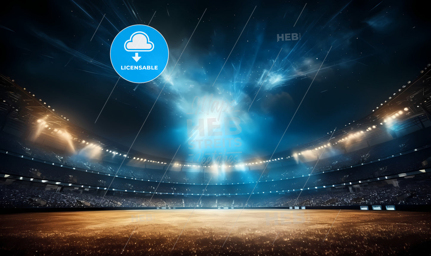 A Stadium With Lights And A Blue Sky