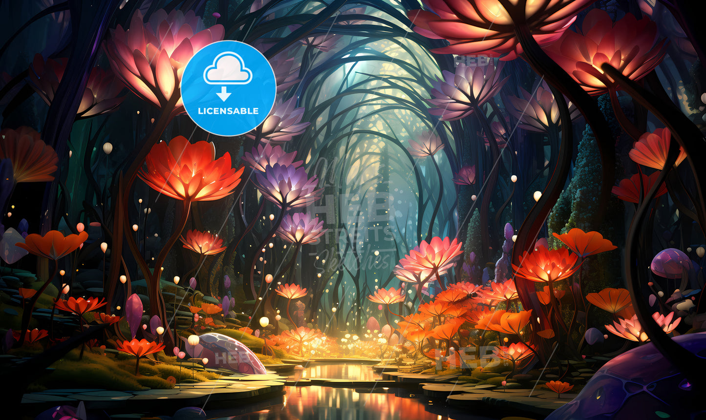 A Colorful Flowers In A Forest