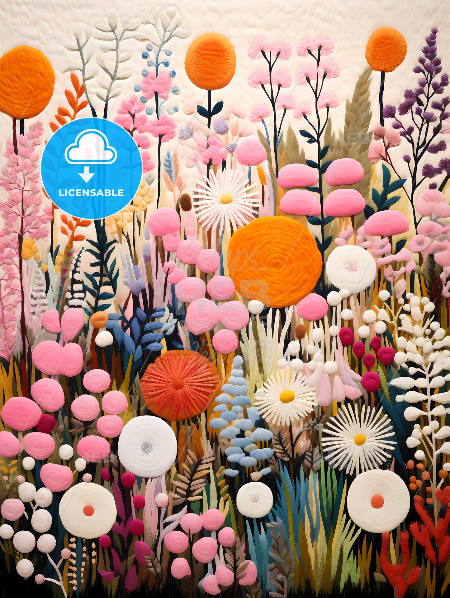 A Painting Of Flowers And Plants