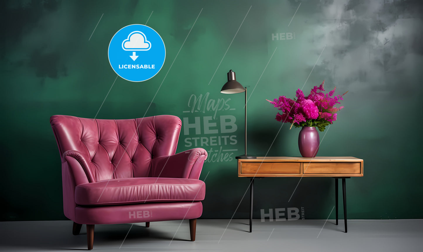 A Purple Chair Next To A Table