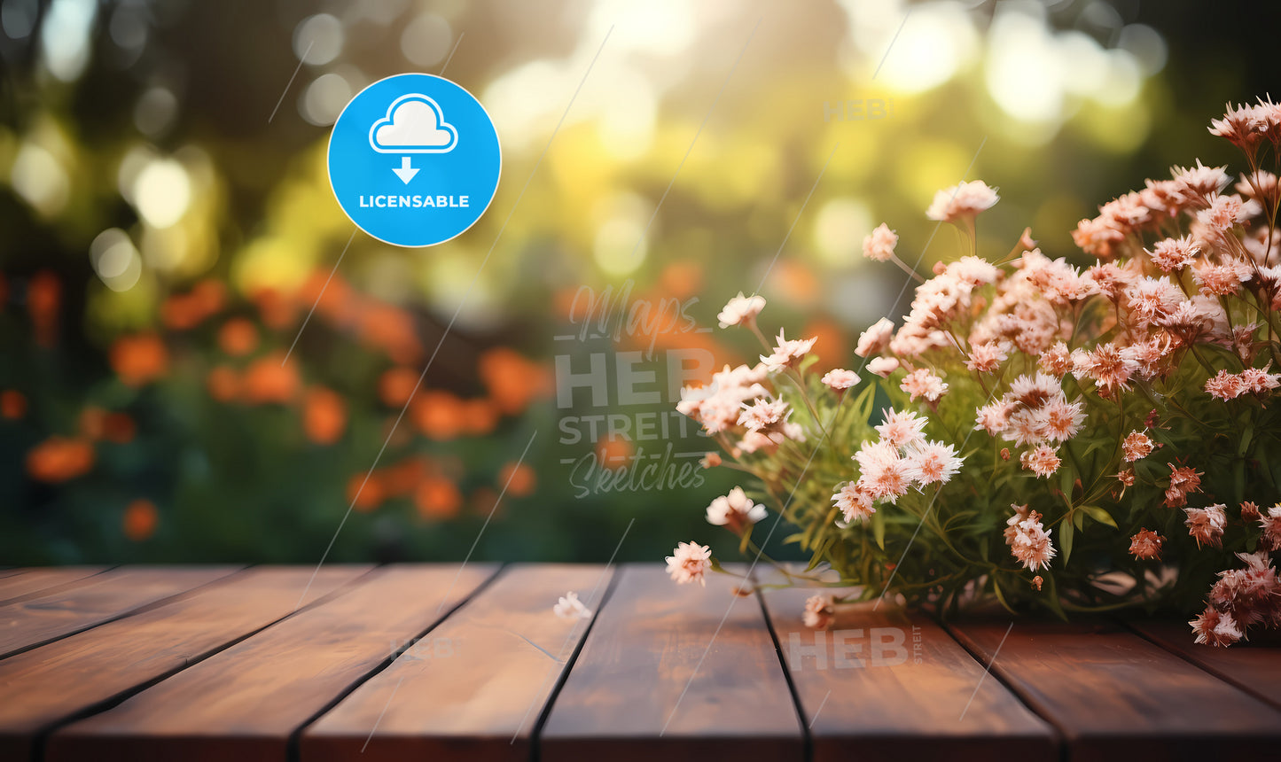 A Small White Flowers On A Wooden Surface