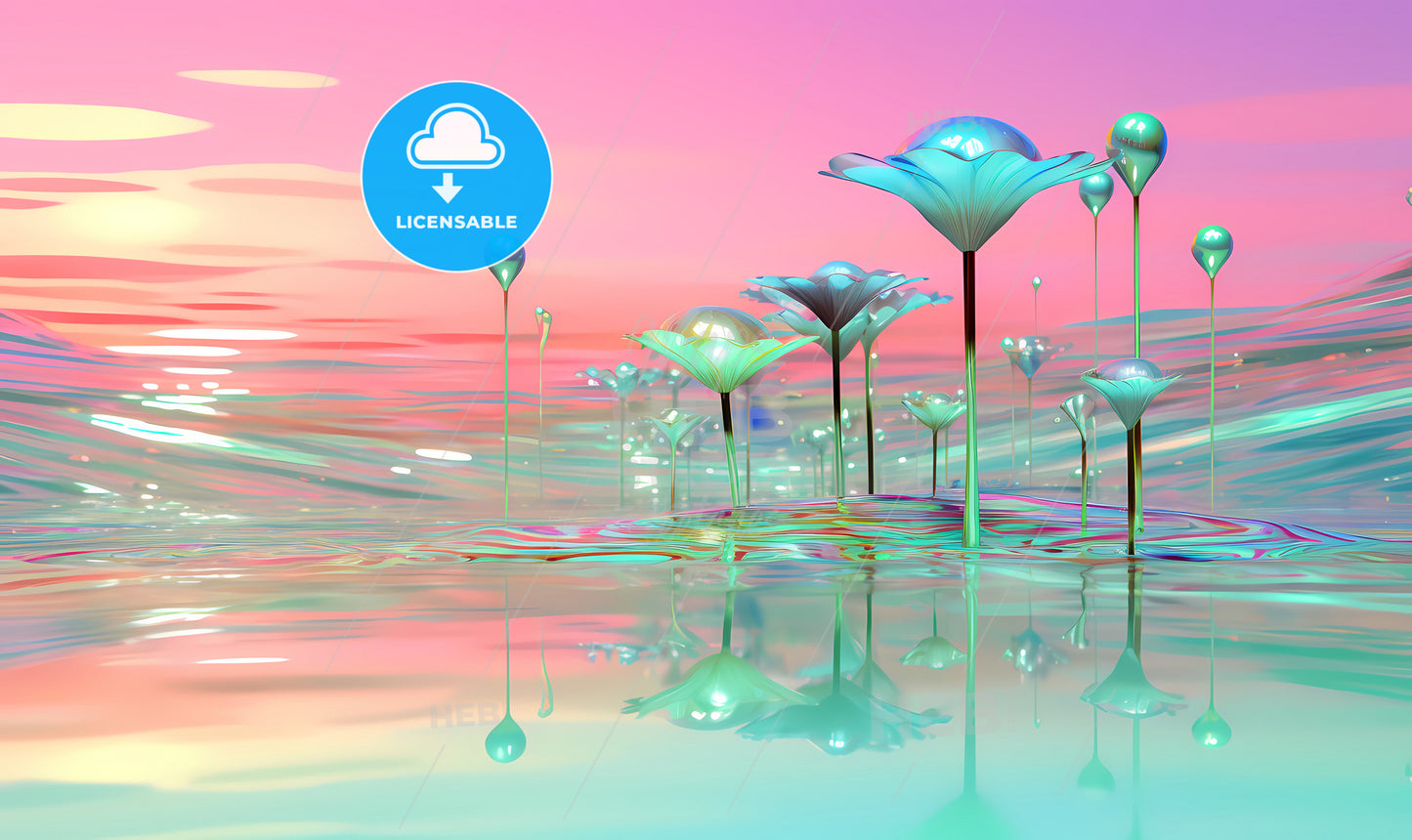 A Colorful Flowers In Water