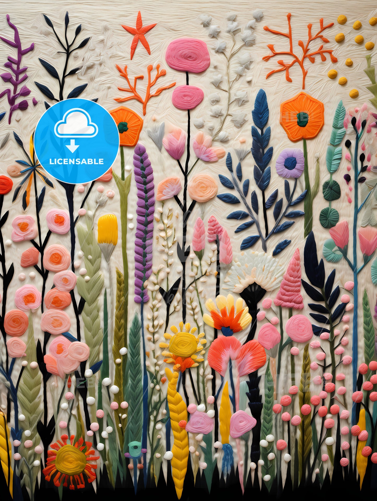 A Colorful Flowers And Leaves