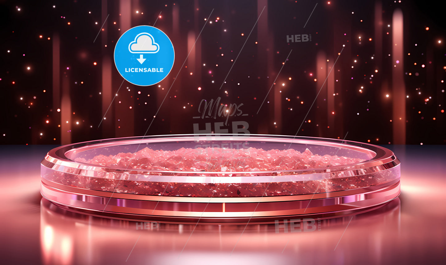 A Pink Crystals In A Round Container