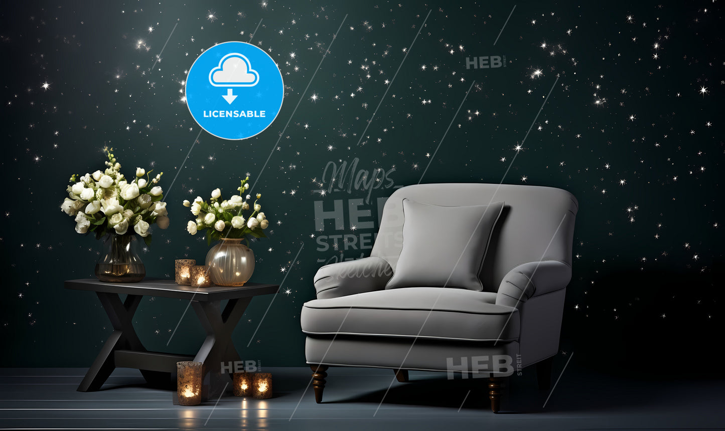 A Chair And Flowers In A Room