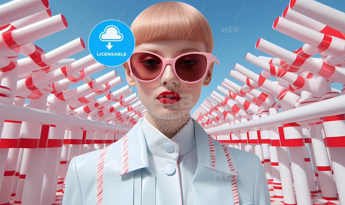 A Woman Wearing Pink Sunglasses