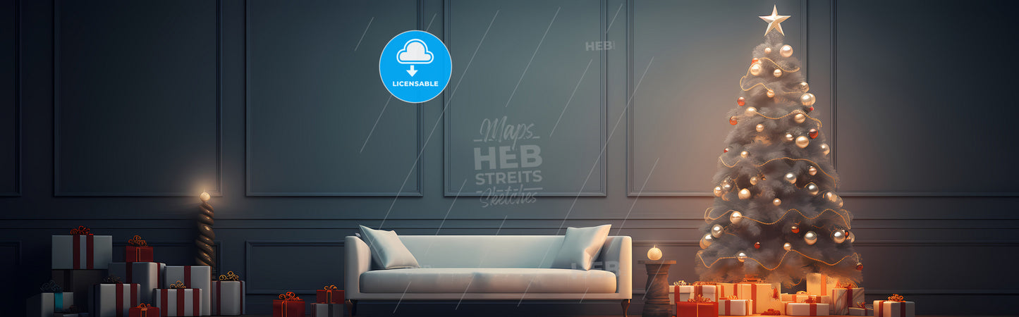 A White Couch With Pillows And A Candle In Front Of A Wall