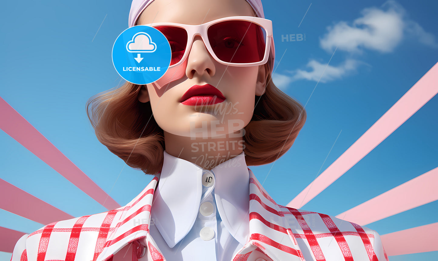 A Woman Wearing Pink Sunglasses