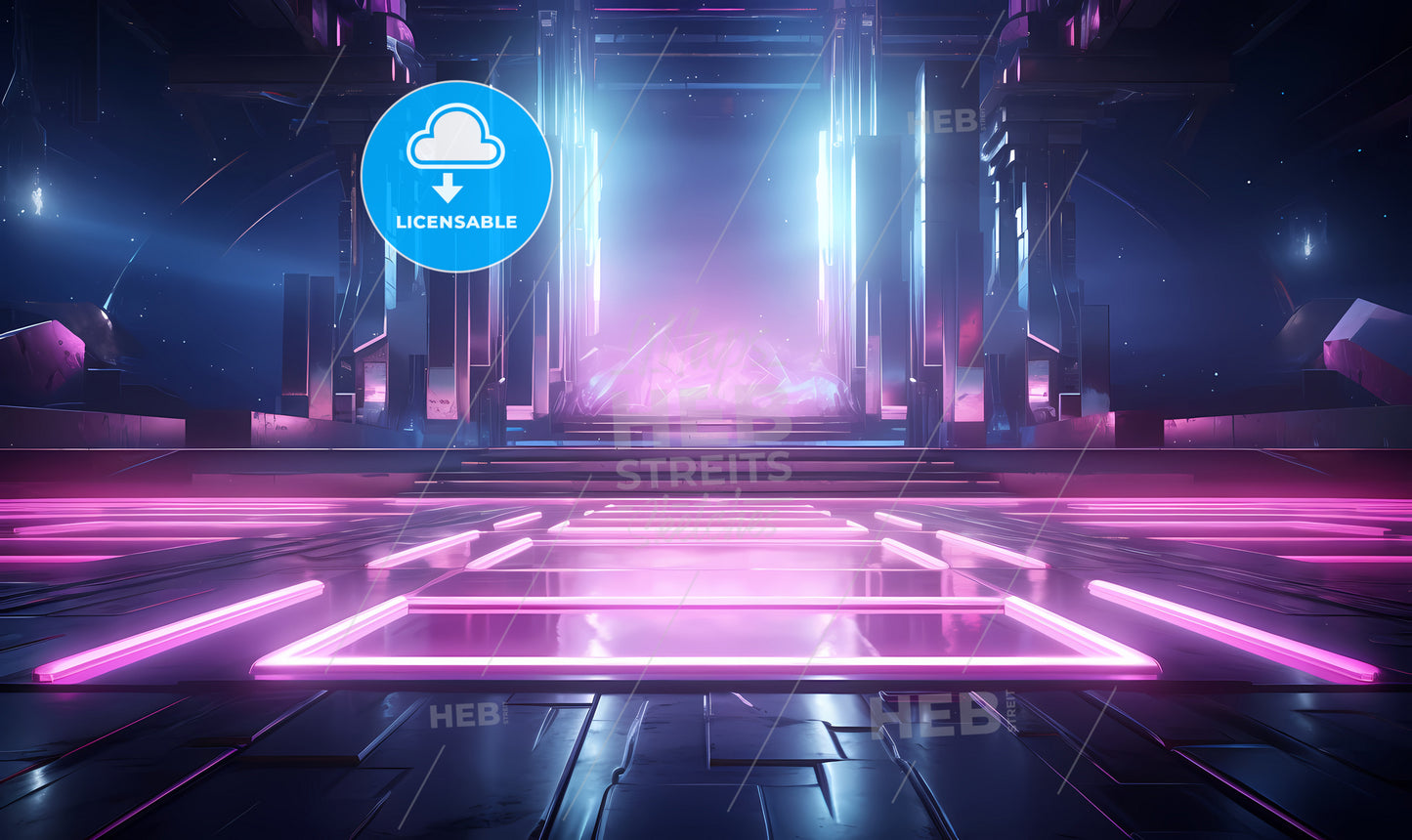 A Purple And Blue Lights In A Room