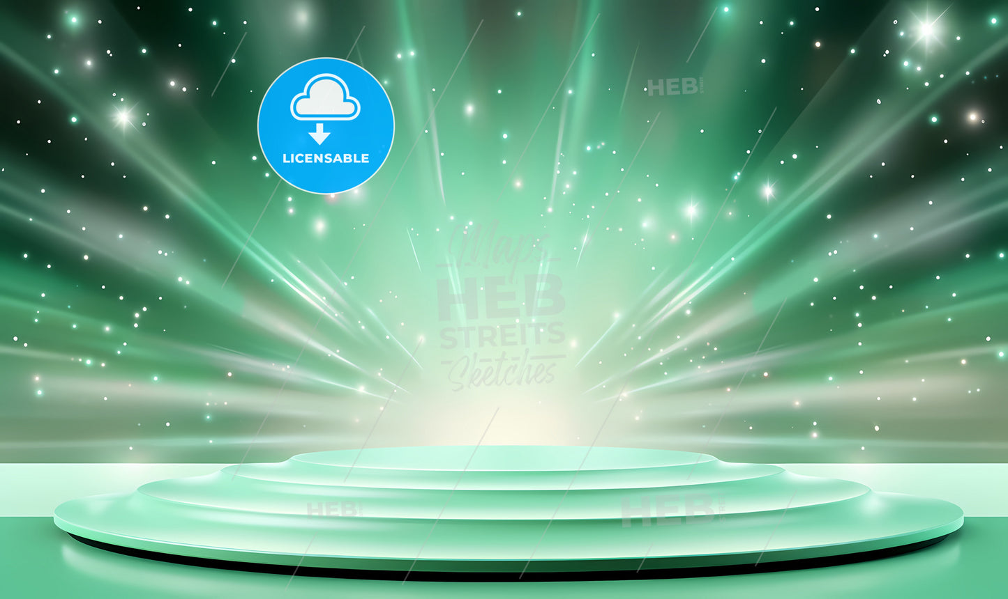 A Green Podium With A Bright Light