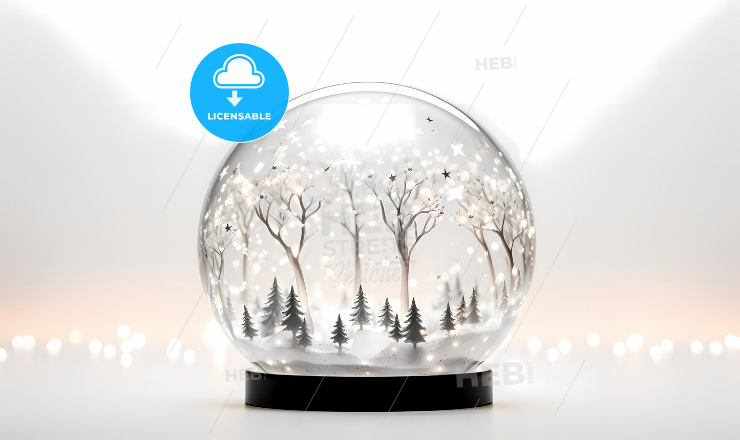 A Snow Globe With Trees And Stars Inside