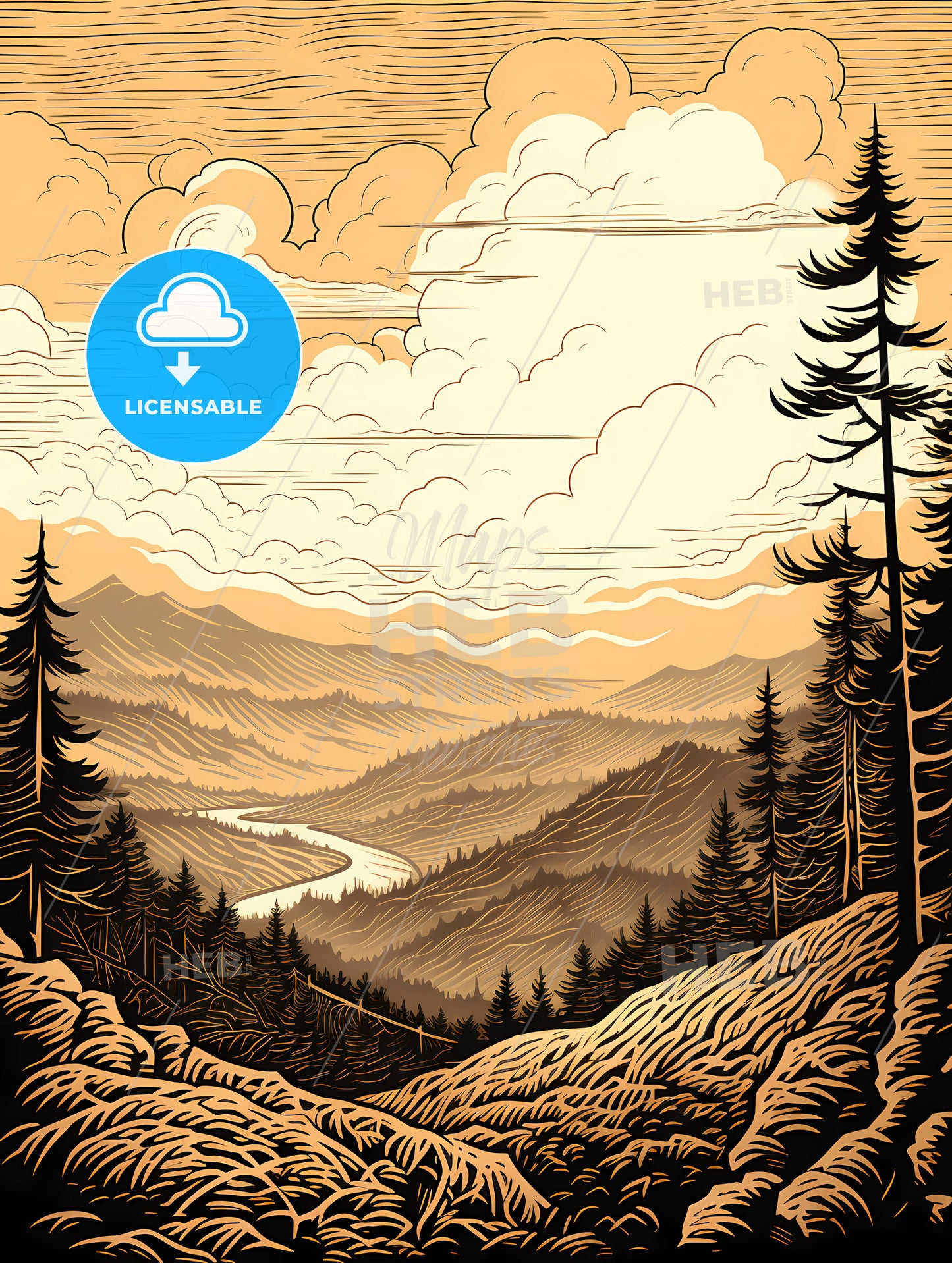 A Landscape With Trees And A River