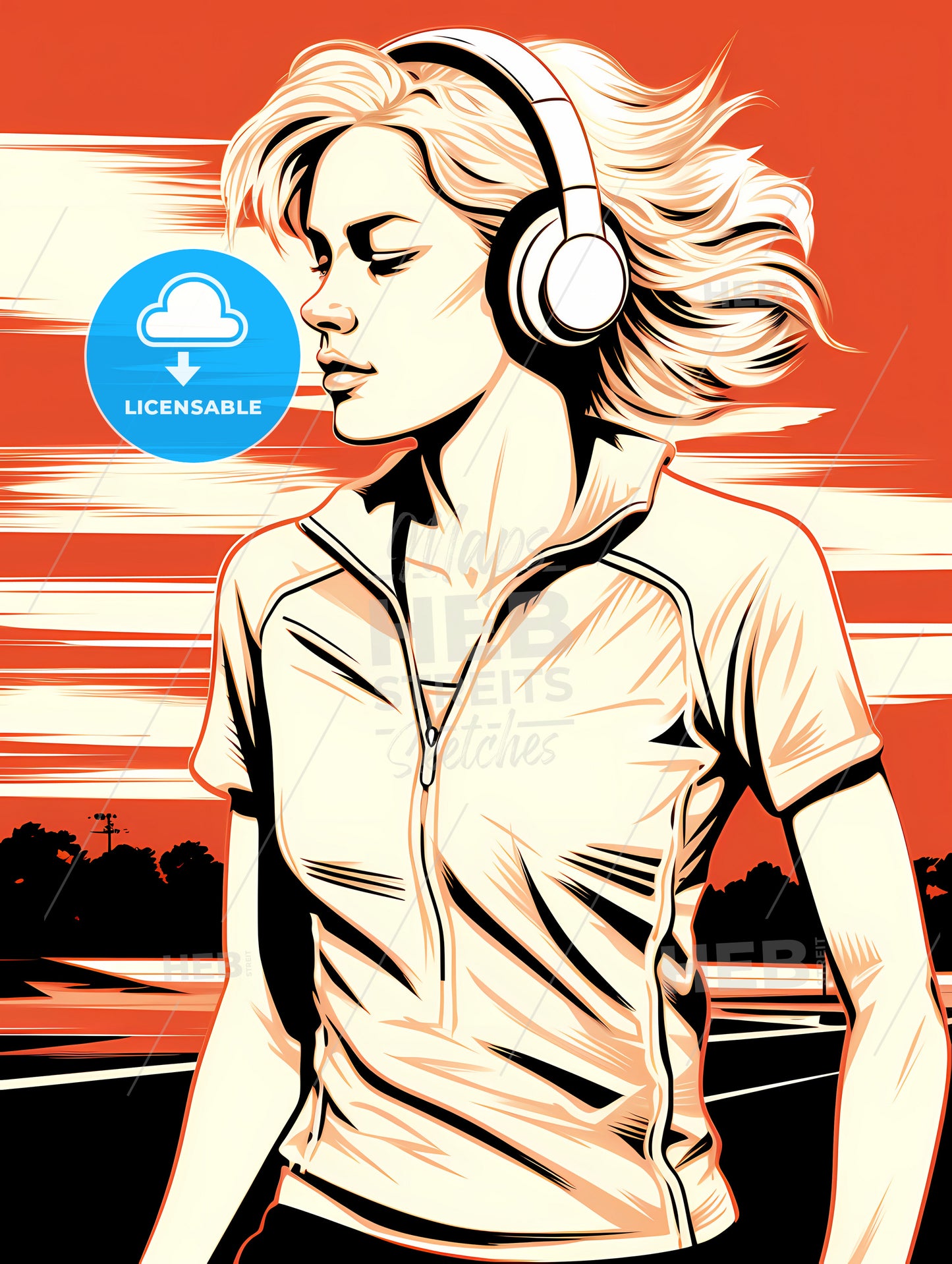 A Woman Wearing Headphones