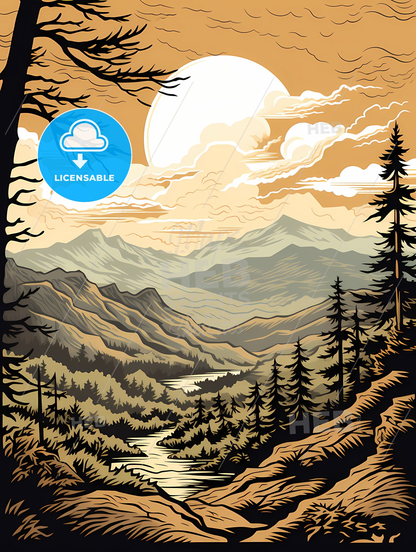 A Landscape With Trees And Mountains