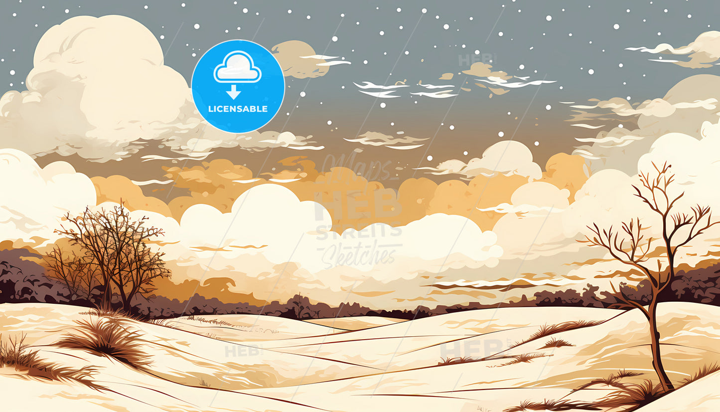 A Landscape With Snow And Clouds