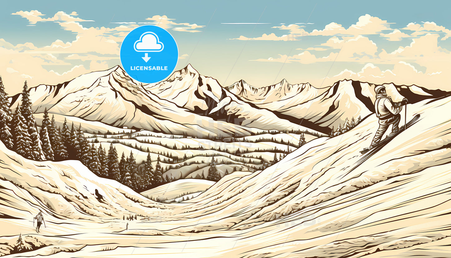 A Snowy Mountains With Trees