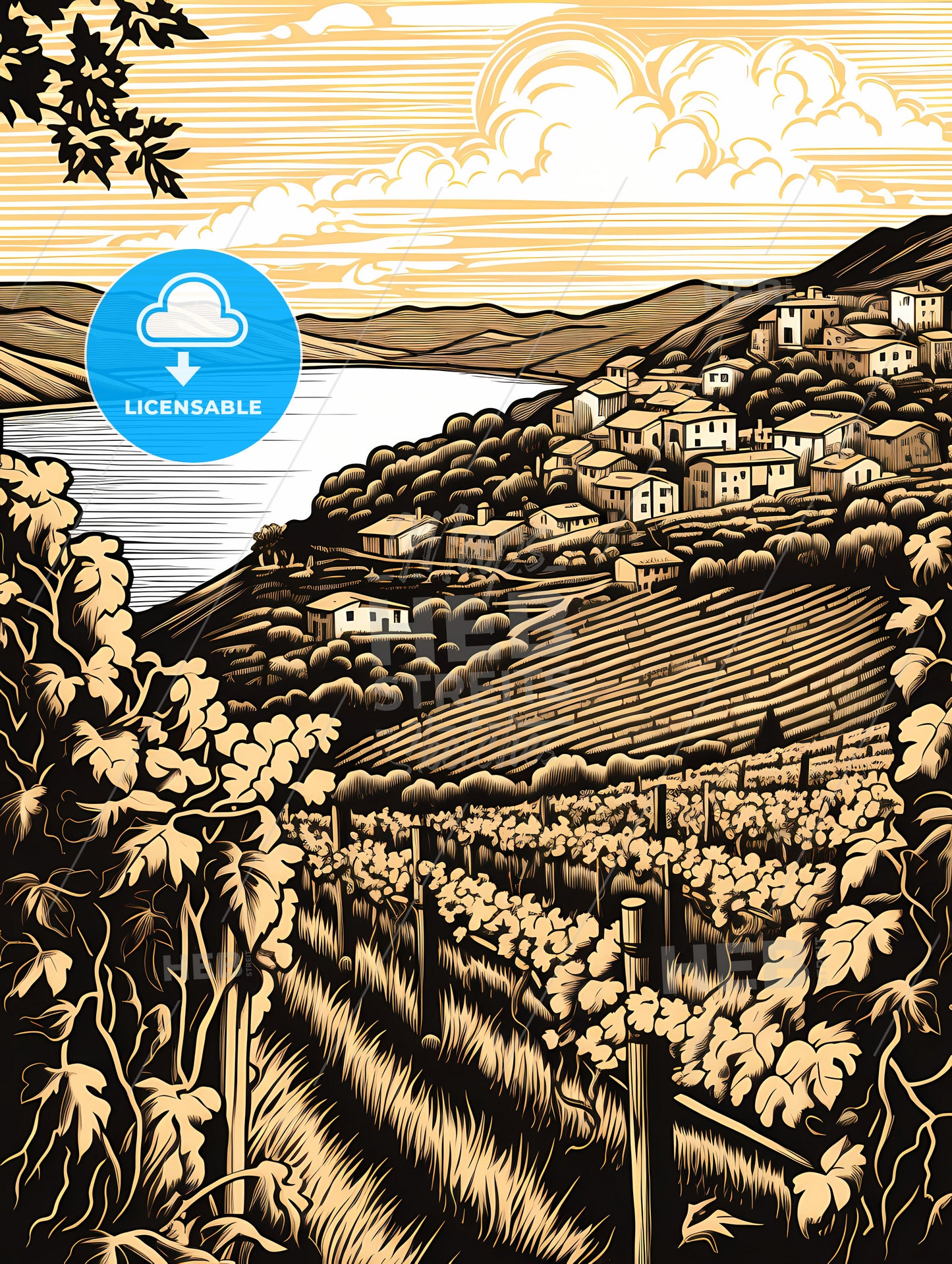 A Landscape With A Lake And Houses