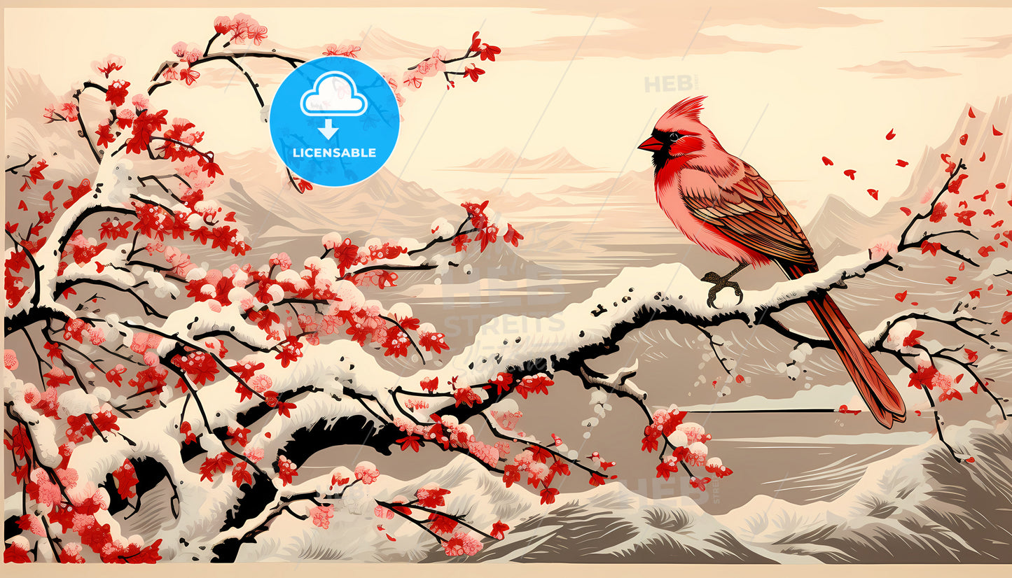 A Bird On A Branch With Snow