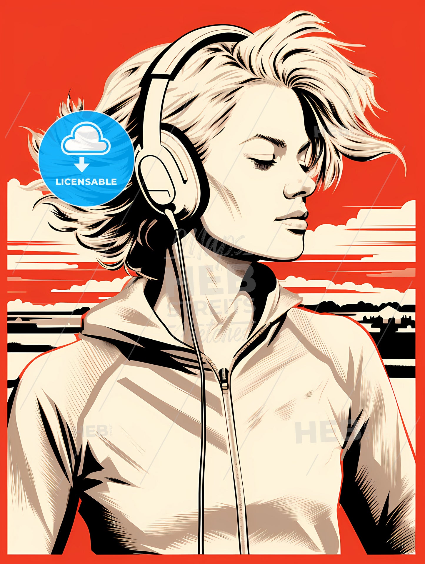 A Woman Wearing Headphones