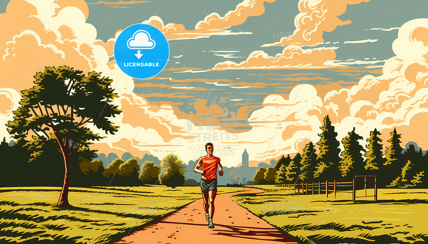 A Man Running On A Path