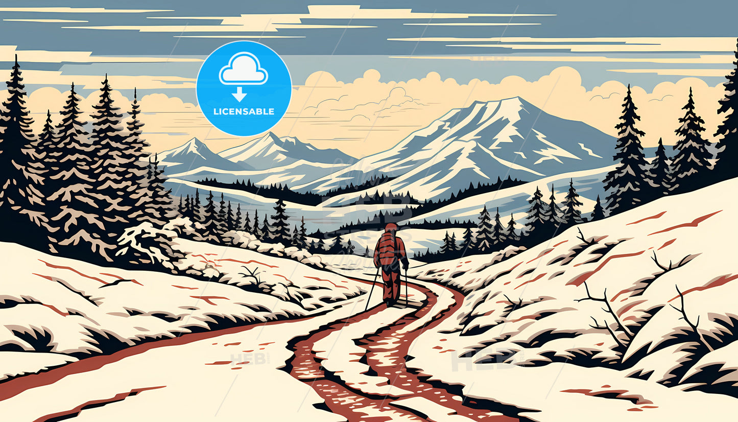 A Person On A Snow Covered Trail