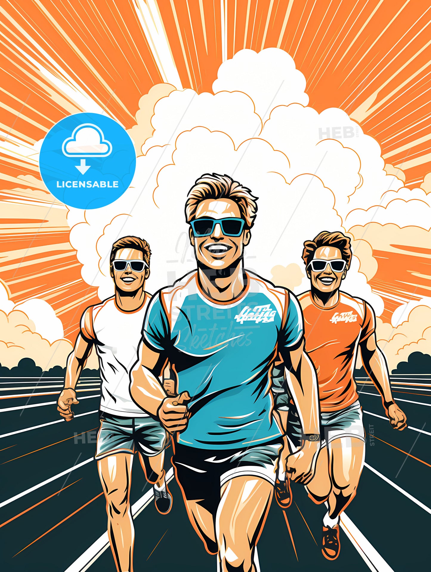 A Group Of Men Running On A Track