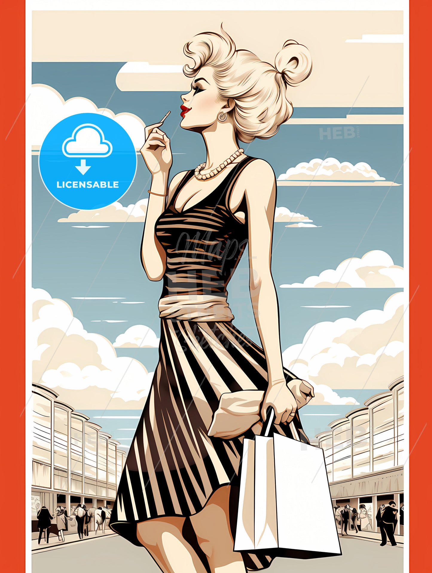A Woman Holding A Cigarette And A Bag