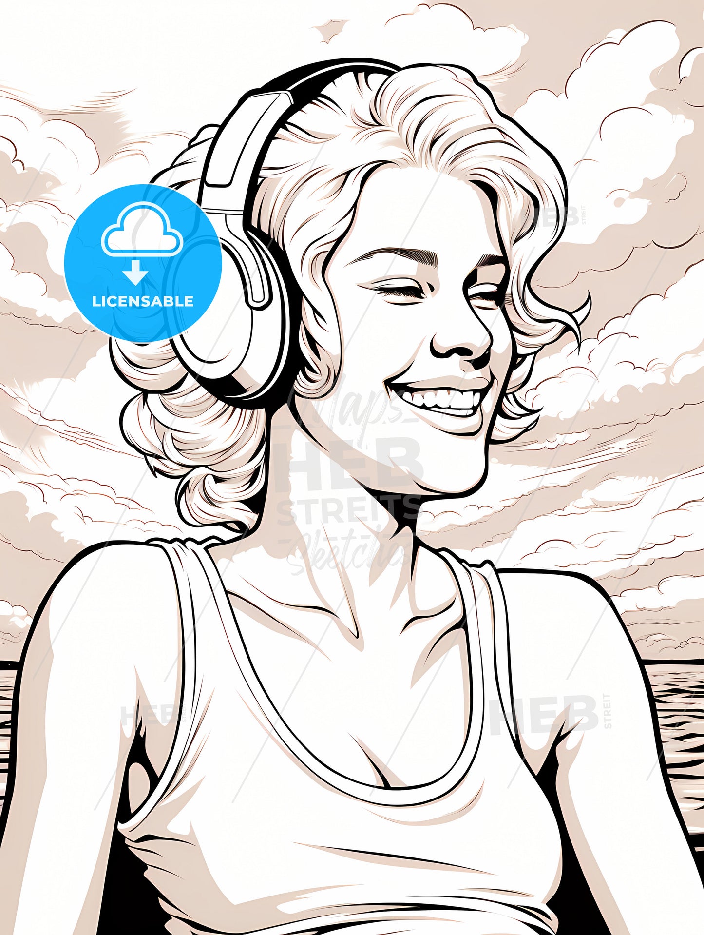 A Woman Wearing Headphones