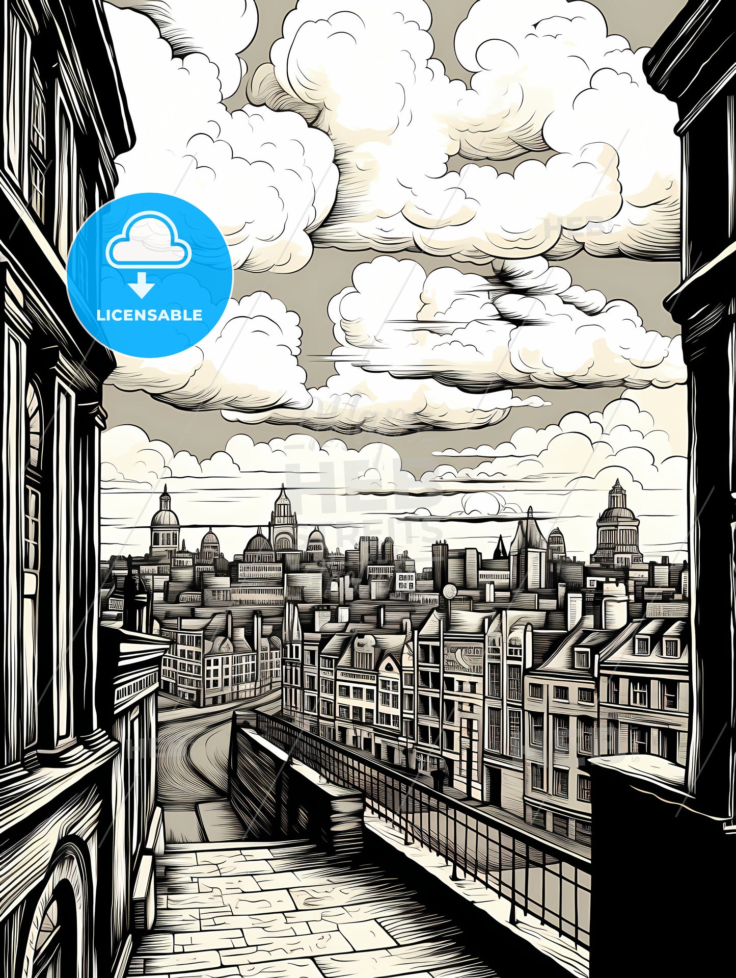 A View Of A City From A Window