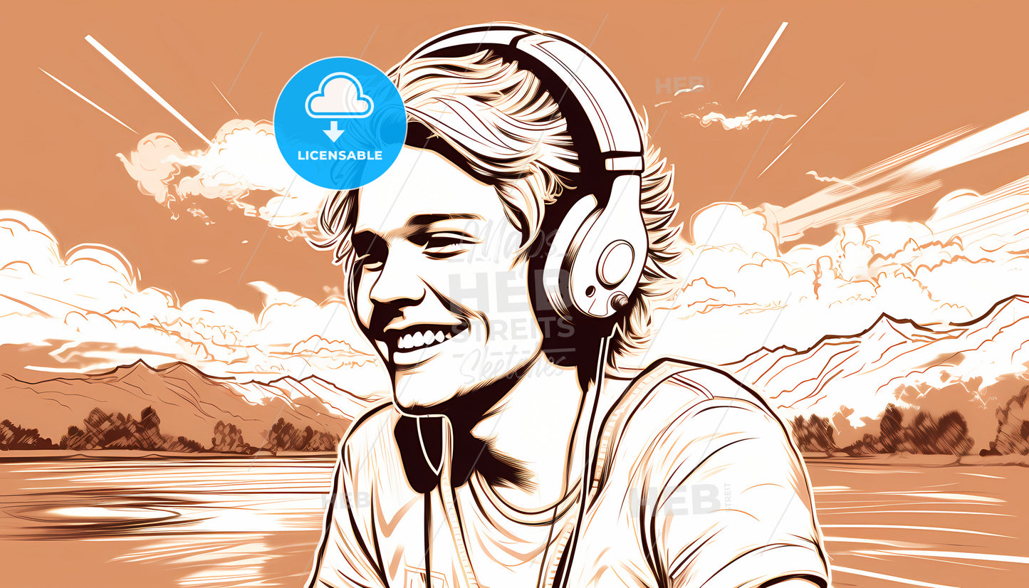 A Man Wearing Headphones And Smiling