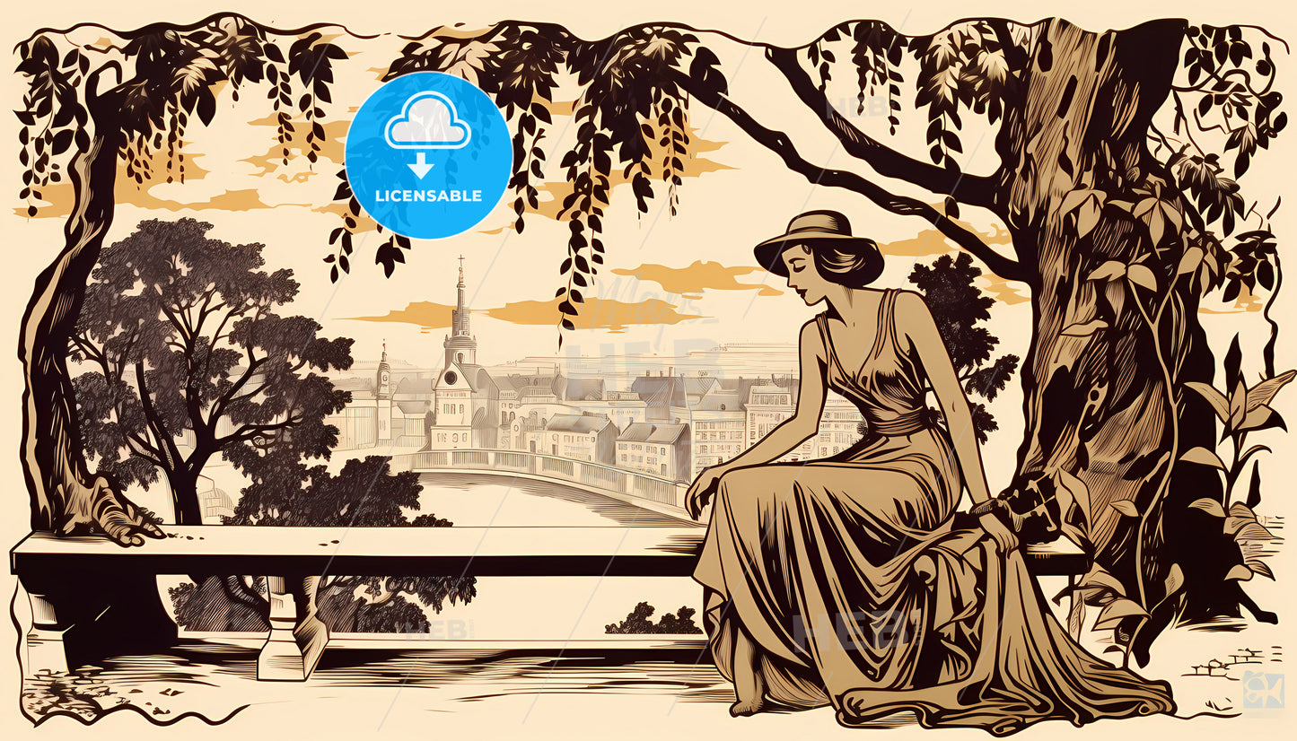 A Woman Sitting On A Bench