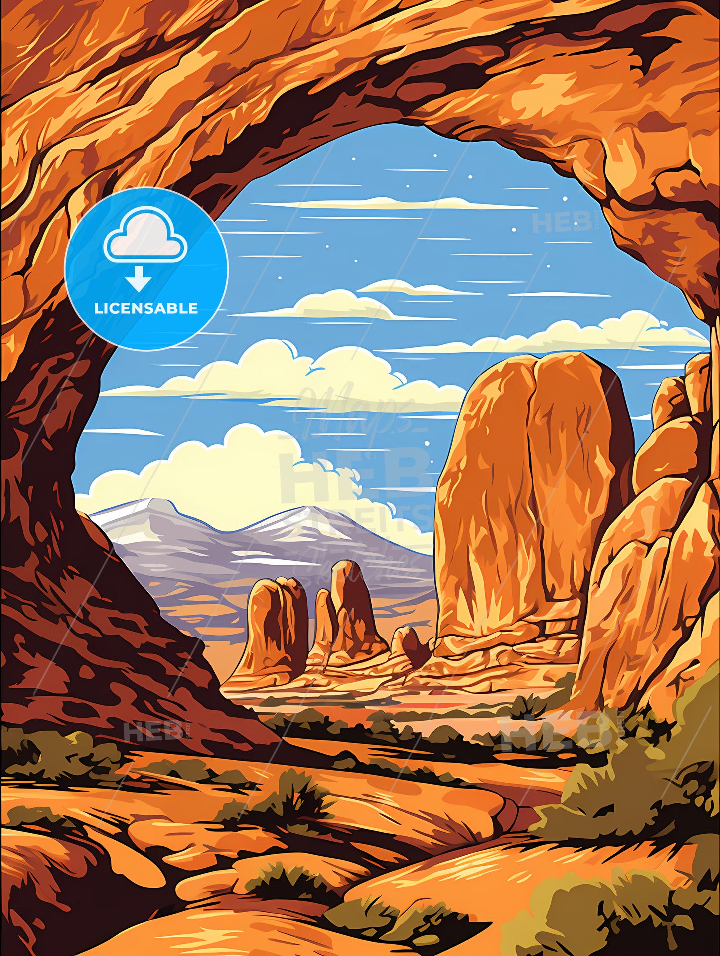 A Rock Formation With A Mountain In The Background