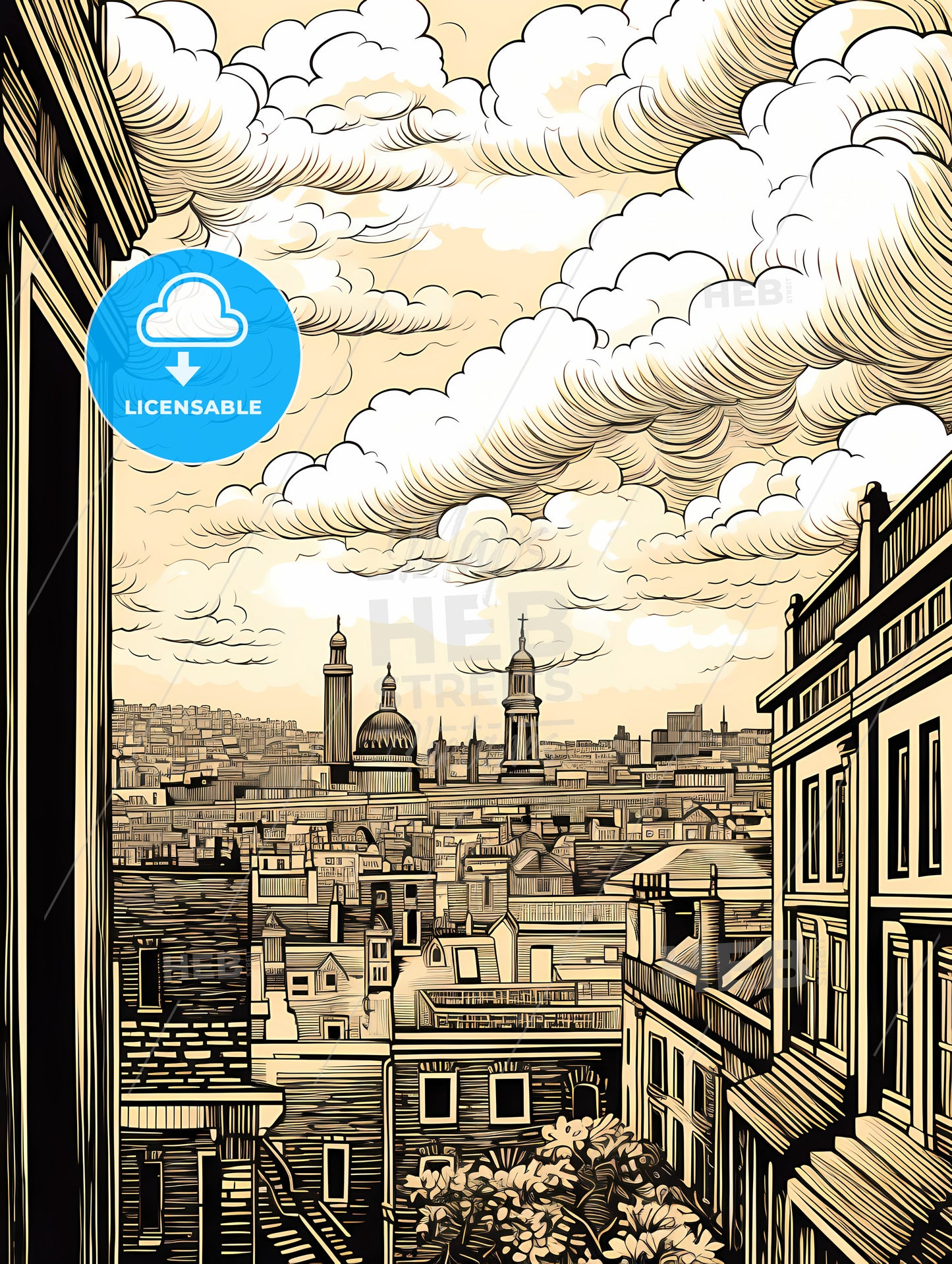 A View Of A City From A Window