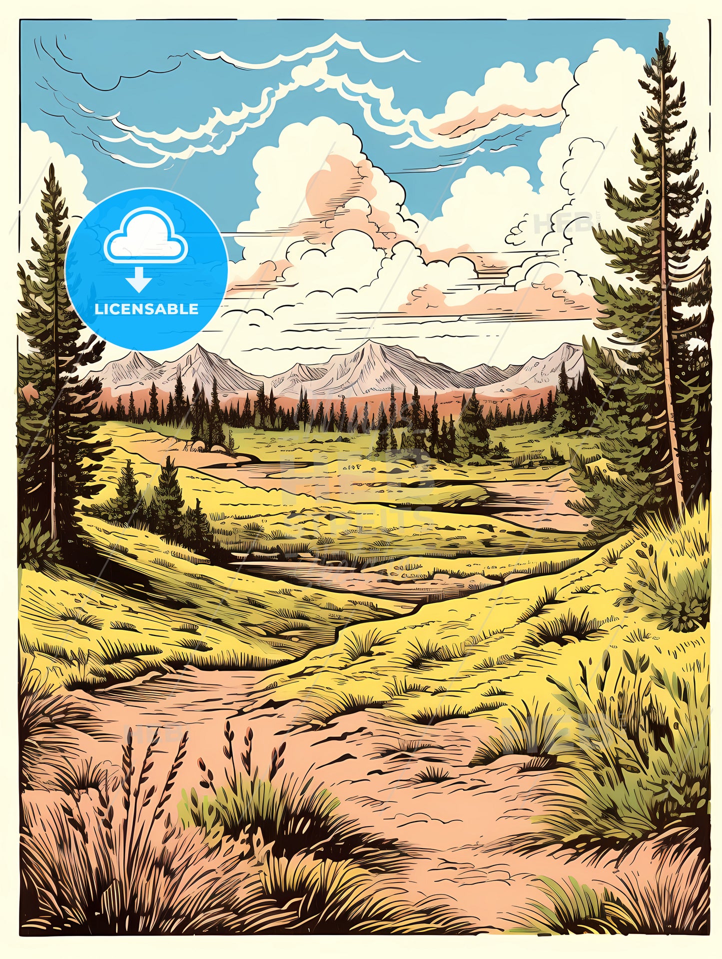 A Landscape With Trees And Mountains